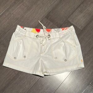 Women's White Shorts with Floral Accents